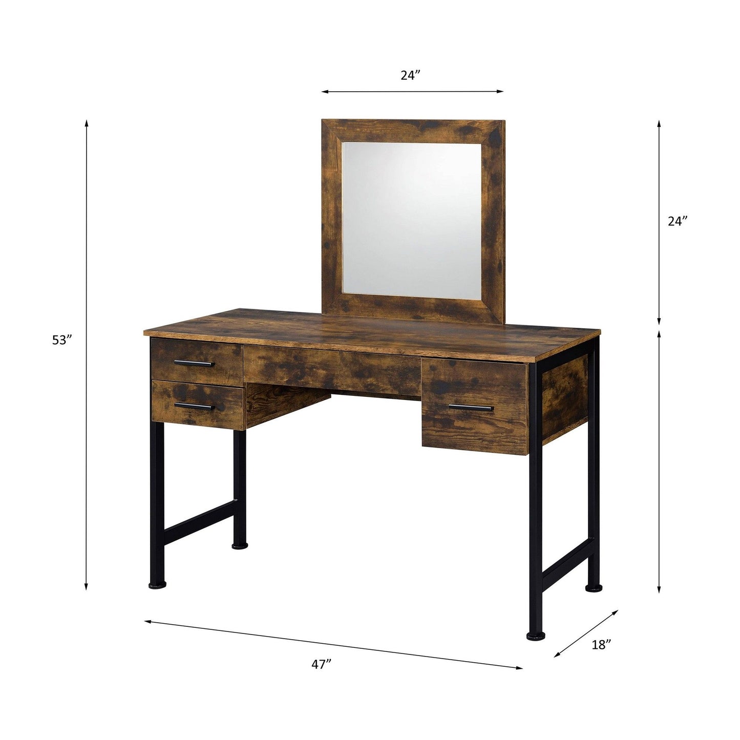 Juvanth - Rustic Vanity Desk Mirror - Oak