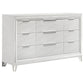 9 Drawer Dresser Cabinet With Picture Framed Fronts - White