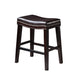 Marcila - Set of 2 - 26" Dark Brown PU Leather Saddle Bar Stools with Nailhead Trim and Rubberwood Frame