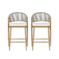 Outdoor 26" Counter Height Metal Frame Counter Stools With Scallop Shaped Backrest & Water Resistant Cushions