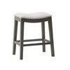 Belfast - Set of 2 - 28" Cream Counter Stools with Dark Grey Wood Frame, Pewter Nailhead, and High Back Design