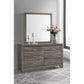 Funston - 6 Drawer Dresser With Mirror - Brown Oak
