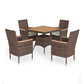 5 Piece All Weather Patio Dining Set With Table - Brown