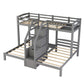 Twin Over Twin & Twin Bunk Bed With Built In Staircase And Storage Drawer - Gray