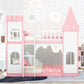 Twin Over Twin Castle Bunk Bed With Ladder - Pink