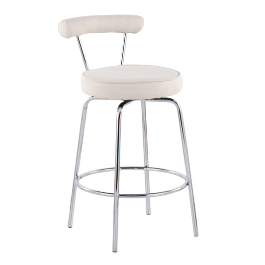 Rhapsody - Set of 2 - 33.75" Cream Fabric Counter Stools with Chrome Frame