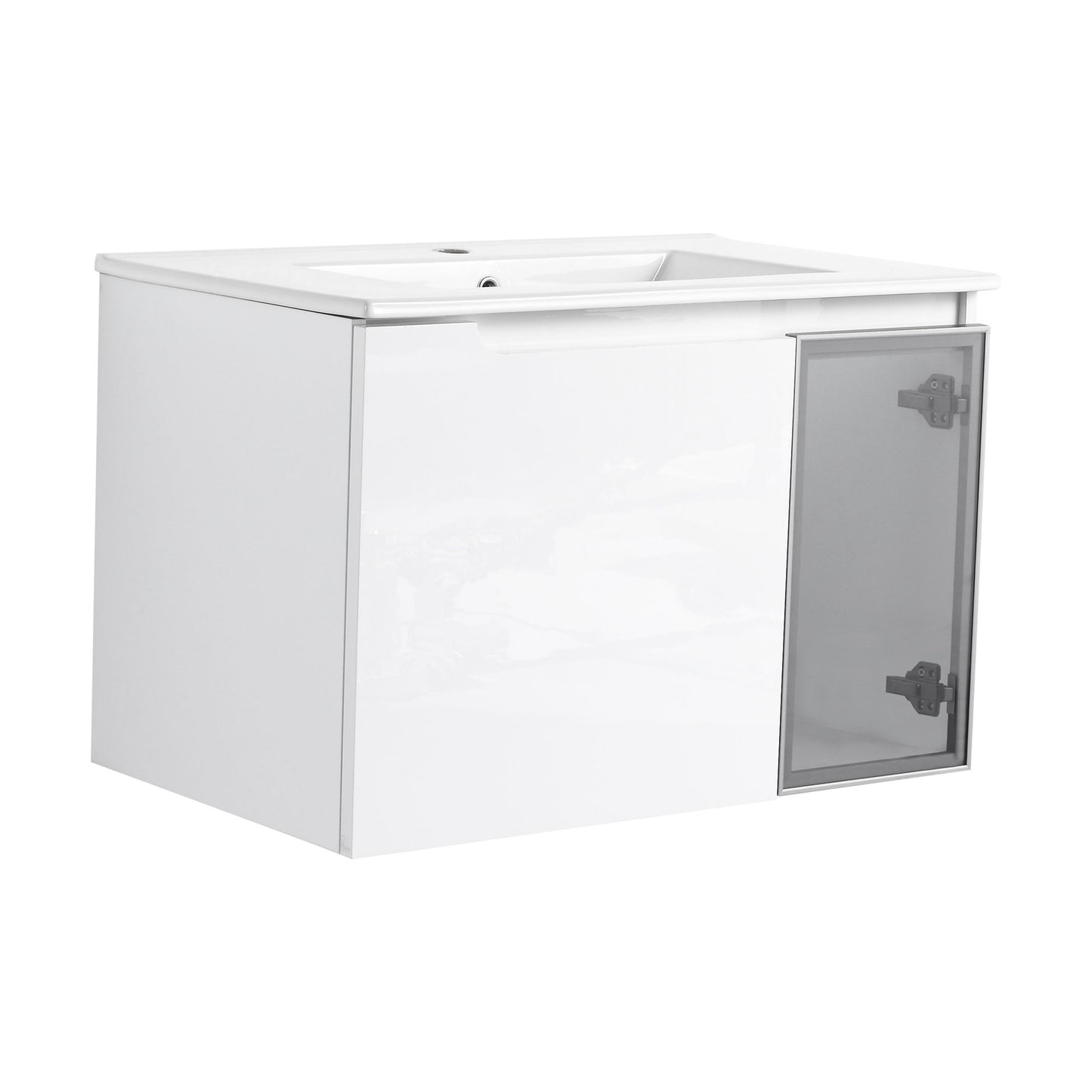 Wall Mounted Bathroom Vanity With Sink, 2 Soft Close Doors, Cabinet & Half Door