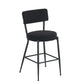 Sable - Set of 2 - 25" Black Upholstered Teddy Fabric Bar Stools with Ergonomic High Back and Modern Metal Base