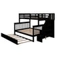 Bunk Bed With Twin Size Trundle, Storage And Guard Rail For Bedroom