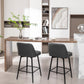 Harvaloni - Set of 2 - 26" Swivel Counter Stools with Grey Upholstered Seat and Metal Legs