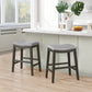 Elowen - Set of 2 - 26" Gray Saddle Counter Stools with Upholstered Fabric and Nailhead Trim