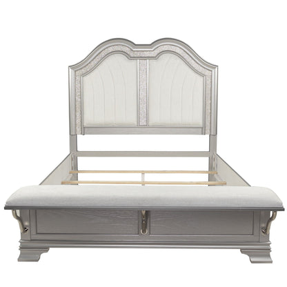 Elegant Bed With Built In Footboard Bench, USB