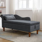 Chaise Lounge Indoor, Lounge Chair For Bedroom With Storage & Pillow, Modern Upholstered Rolled Arm Chase Lounge For Sleeping With Nailhead Trim For Living Room Bedroom Office
