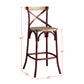 Zorina -  set of 2 -29" Seat Height Industrial High-Back Bar Chair in Antique Red and Oak, 43" Overall Height