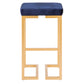 Lorvyn - Set of 2 - 24" Blue Velvet Gold Counter Stools with High Back