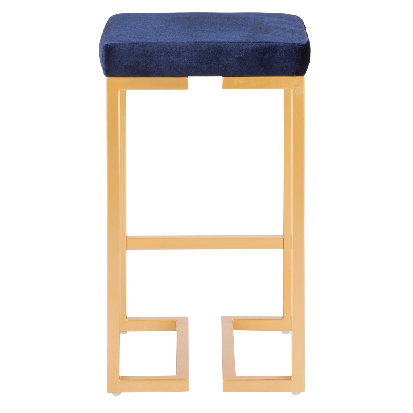 Lorvyn - Set of 2 - 24" Blue Velvet Gold Counter Stools with High Back