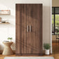 2 Door Wooden Wardrobe Armoire With 3 Storage Shelves - Brown