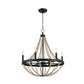 Starry - Chandelier 6 Candle Light Wood Beaded Pendant Light For Dining Room - Black / Clear