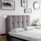 Bridgevine Home - Queen Size Tufted Upholstered Headboard With Nailhead Trim - Gray