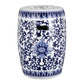 Ceramic Garden Stool, Small Side Tabel - White / Blue