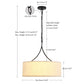 3 Light Pendant Light Adjustable Drum Chandelier, Shade Ceiling Light Fixture - Beige White / Black
