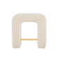 Abriana - Set of 2 - 24" Cream Modern Bouclé Bar Stools with Inverted U-Shaped Design, Wooden Frame, and Plush Upholstery