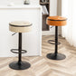 Bella Luxe - Set of 2 - 28" Swivel Khaki Faux Leather Adjustable Round Storage Bar Stools with Metal Frame, Armless Counter Height Chairs for Kitchen & Living Room