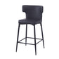 Hveron - Set of 2 - 28"Counter Height Bar Stools, Modern Black Upholstered Chairs with PU Leather, Metal Frame & Footrest for Kitchen Island or Bar Table