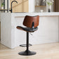 Alessa - Set of 2 - 26" Adjustable Walnut Bentwood & Black Leather 360° Swivel Bar Stools