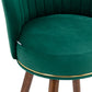 Monial - Set of 2 - 28" Emerald Swivel Bar Stools with Backrest, Footrest, and Solid Wood Legs