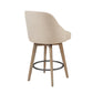 Mearce - Set of 2 - 26" Swivel Counter Stool with Sand Upholstered Seat, Solid Wood Legs