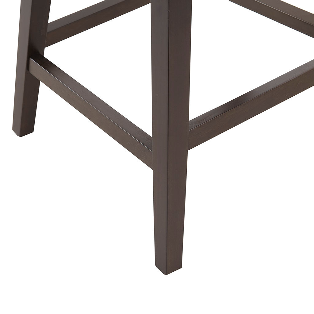 Vissari - Set of 2 -26" Beige Swivel Counter Stools with Nailhead Detailing & Dark Coffee Wood Legs