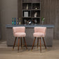 Lavantro - Set of 2 -28" Counter Height Handcrafted Swivel Bar Stools with Pink Fabric, Solid Wood Legs & 360° Rotation - Vintage Retro Design