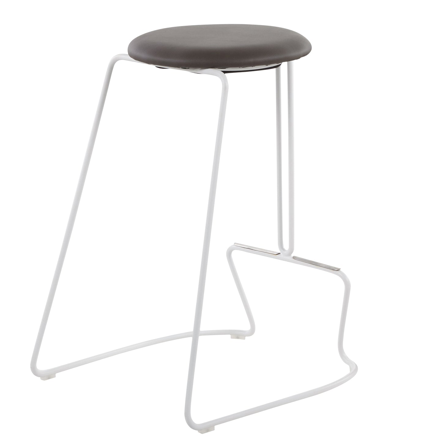 Crosley - Set of 2 - 26" White Steel & Grey Faux Leather Contemporary Counter Stools for Modern Dining & Bar Seating