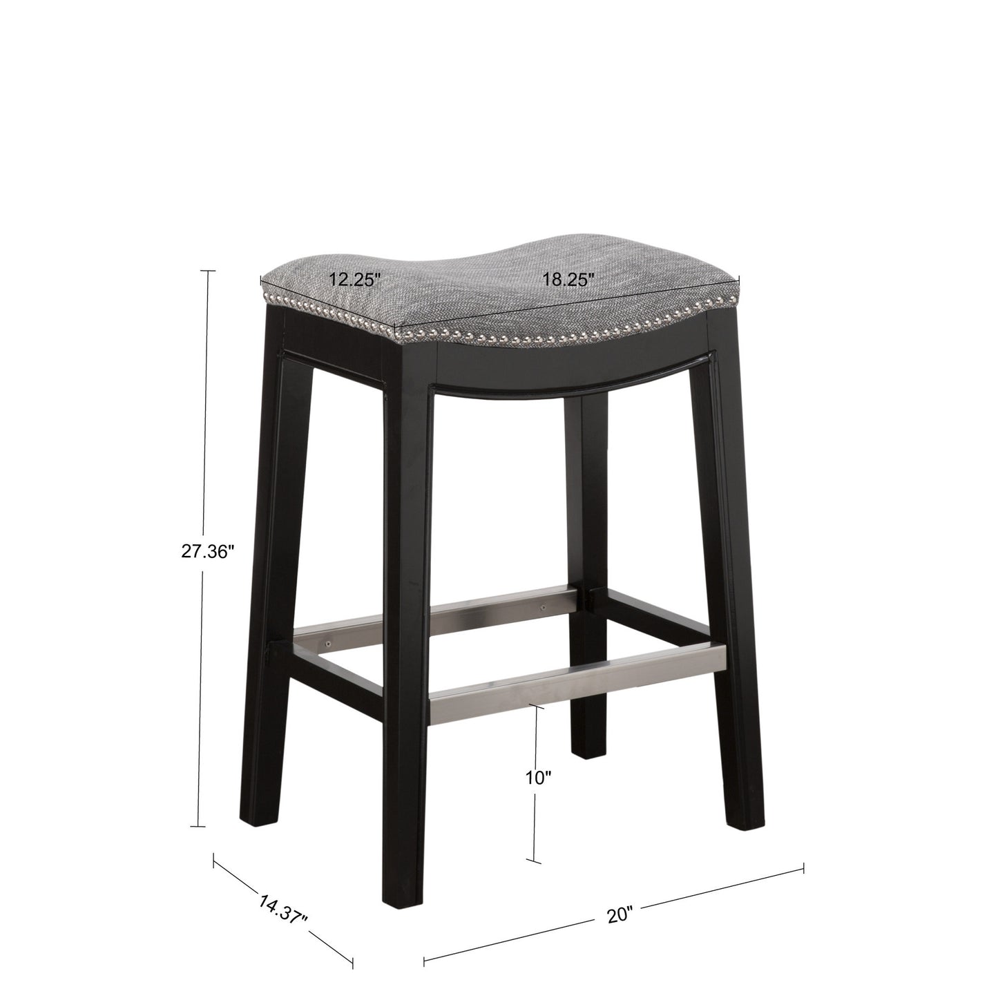 Solvianne- Set of 2 - 27." Grey Wood- Height  Saddle Counter Stool