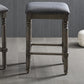 Sylphira - Set of 2 - 26" Grey Upholstered Wood Swivel Counter Height Stools with Bronze Nailhead Trim