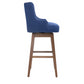 Hazelridge - Set of 2 - 30" Navy Linen Swivel Bar Stools with Solid Wood Legs, Counter Height Chairs with Footrest