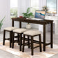 Tennyson - 4-Piece 30" Rustic Brown Counter Height Table with Fabric Padded Stools and Socket