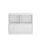 Toy Storage Organizer With Large Drawer And Low Bookshelf For Nursery & Playroom - White