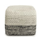 Macie - Square Woven Outdoor / Indoor Pouf - Gray / White