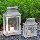 Wooden Candle Lantern Decorative, Hurricane Lantern Holder Decor For Indoor Outdoor, Home Garden Wedding - White