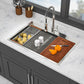 Topmount Drop In Kitchen Sink, Double Bowl Stainless Steel - Brushed Nickel