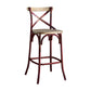 Zorina -  set of 2 -29" Seat Height Industrial High-Back Bar Chair in Antique Red and Oak, 43" Overall Height