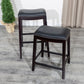 Holly - Set of 2 - 24" Espresso Counter Stools with Black Leather Seat & High Back