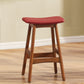 Alder - Set of 2 - 26" Seat Height Red Faux Leather Counter Stools with Solid Wood Frame