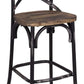 Zaire - set of 1 - 29" Seat Height Industrial Bar Chair with Antique Black and Oak Finish, Vintage High-Back Design