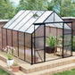 Double Door Polycarbonate house Raised Base And Anchor Aluminum Heavy Duty Walk In houses For Outdoor Backyard In All Season