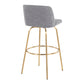 Toriano - Contemporary Fixed Height Barstool With Swivel And Round Footrest (Set of 2) - Gray