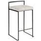 Fenmore  - Set of 2 - 26" Contemporary High Back Counter Stools in Stainless Steel with Gray Fabric