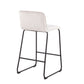 Leon - Set of 2 - 26" Cream Velvet Counter Height Stools with Black Metal Frame and High Backrest